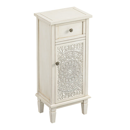 Armoire de salle de bain sculptée blanchie à la chaux de Chantilly
