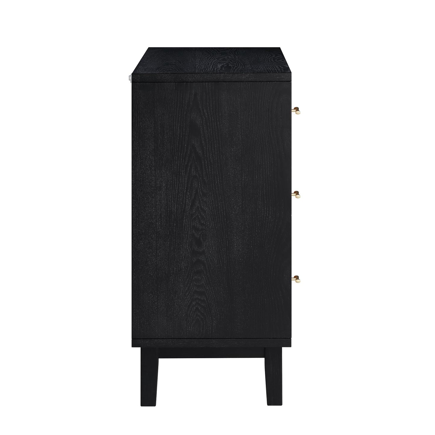 Buffet Bianca Chip sculpté à 1 porte et 3 tiroirs, bronze antique et noir