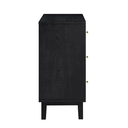 Buffet Bianca Chip sculpté à 1 porte et 3 tiroirs, bronze antique et noir