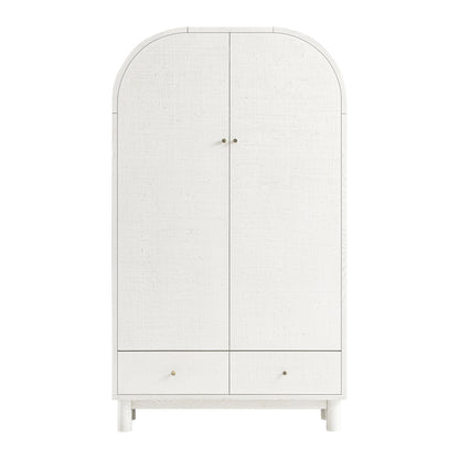 Grand meuble de rangement Maude, frêne blanc lavé avec raphia