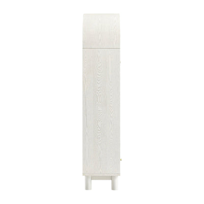 Grand meuble de rangement Maude, frêne blanc lavé avec raphia