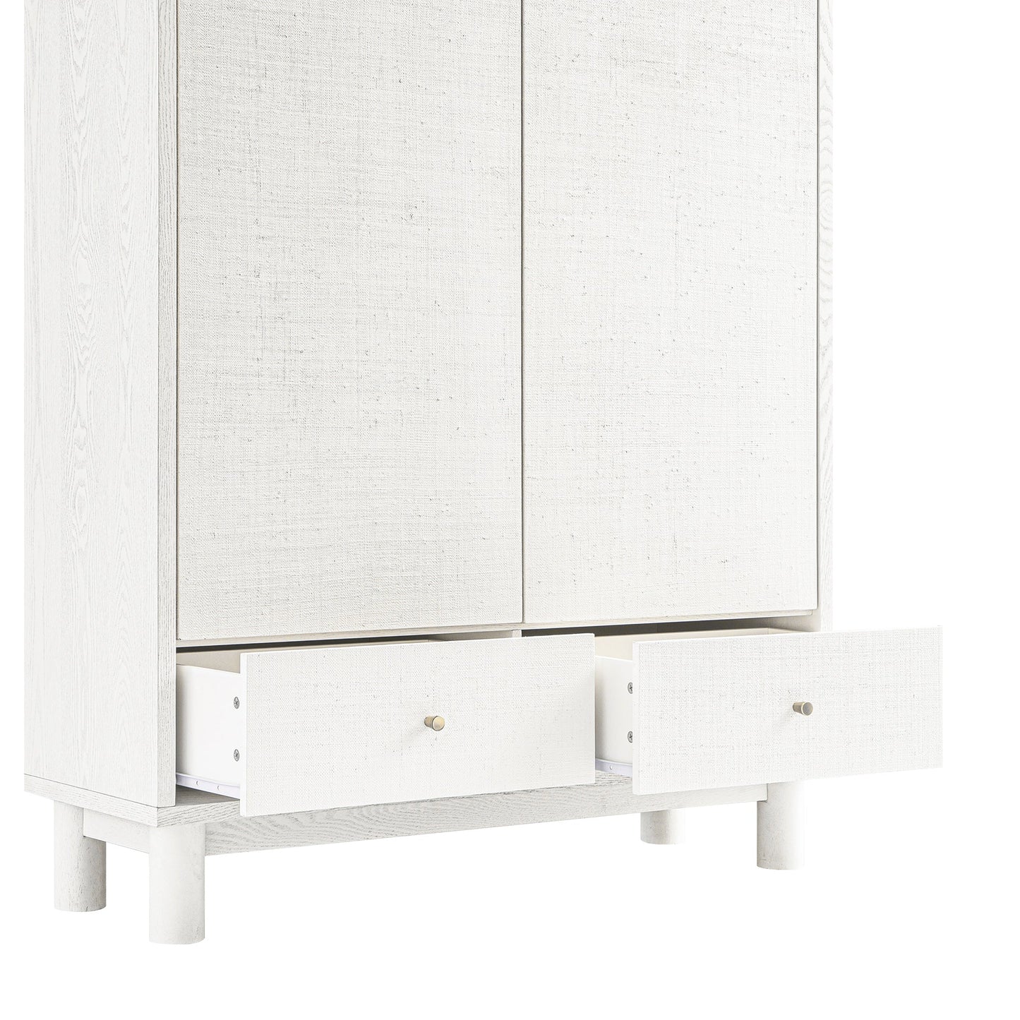 Grand meuble de rangement Maude, frêne blanc lavé avec raphia
