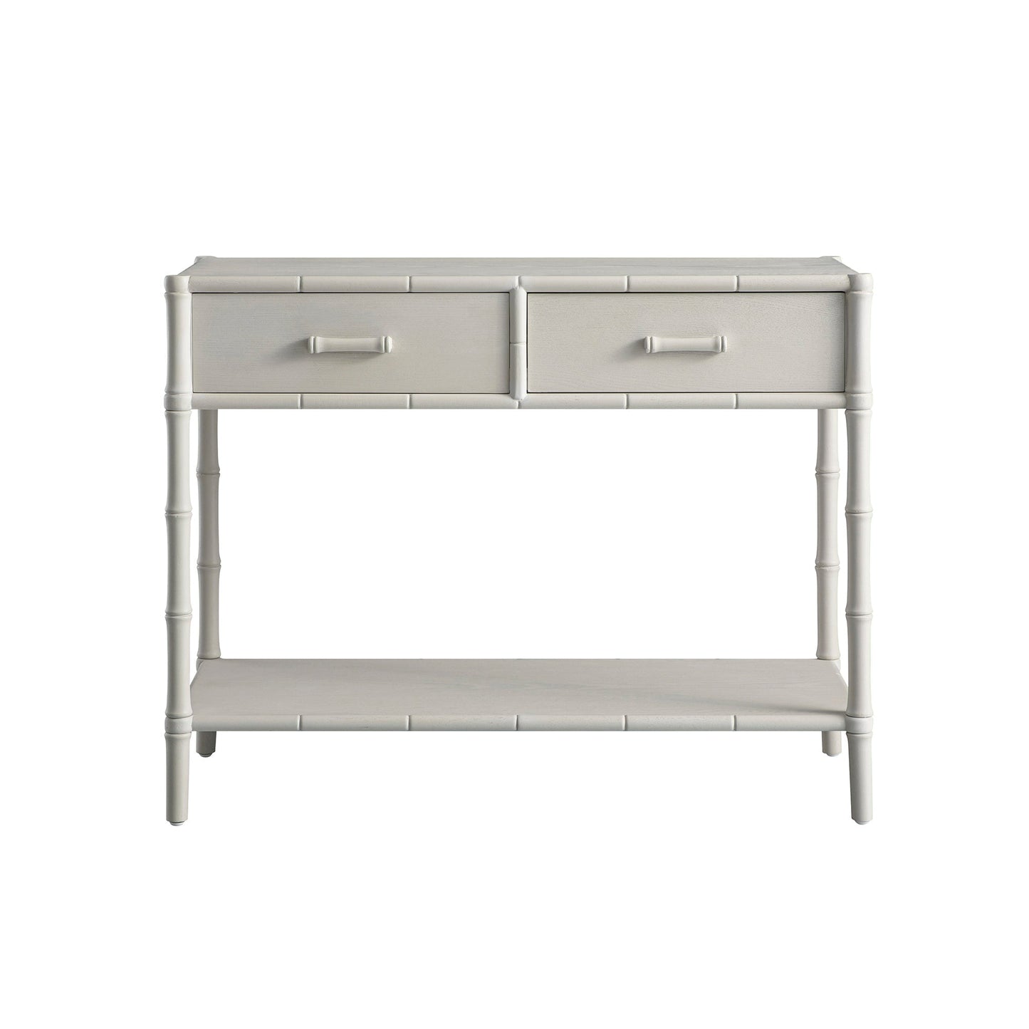 Console Elstowe imitation bambou à 2 tiroirs, blanc ombré