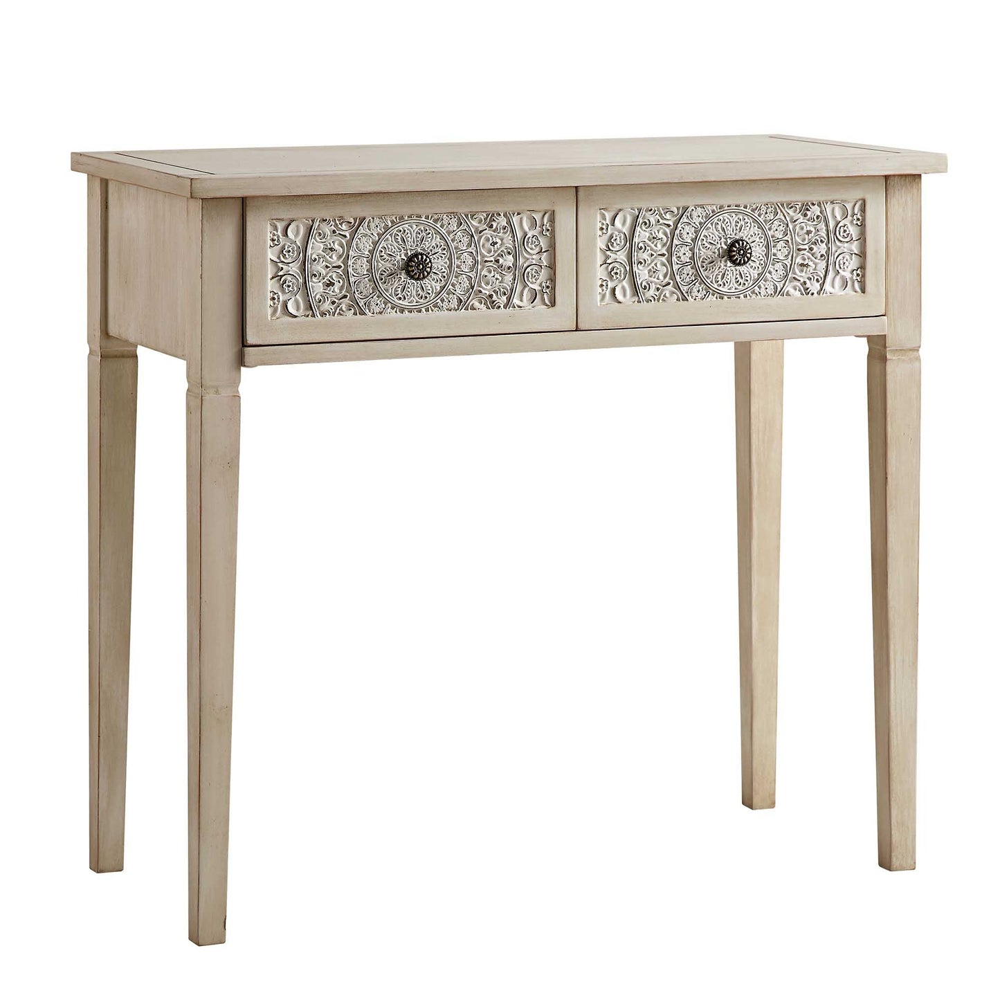 Console sculptée blanchie à la chaux de Chantilly
