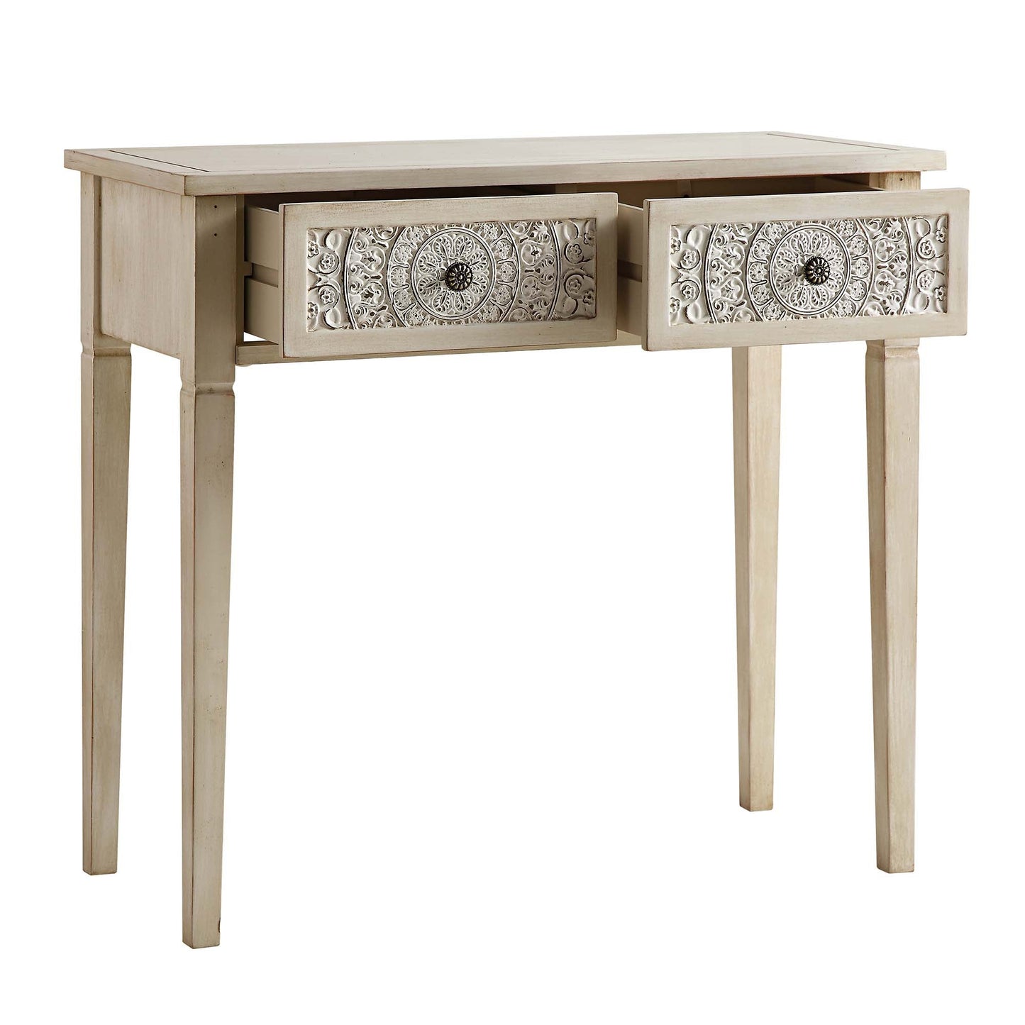 Console sculptée blanchie à la chaux de Chantilly
