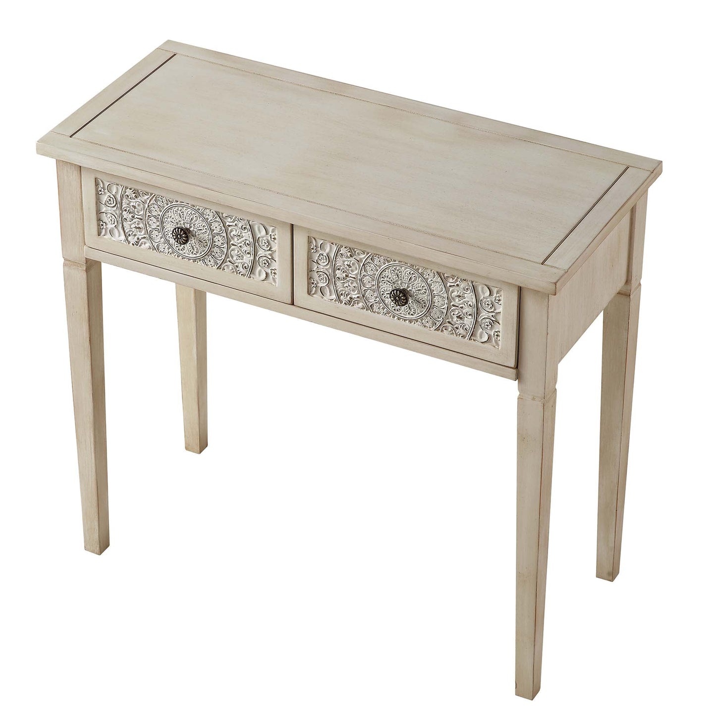Console sculptée blanchie à la chaux de Chantilly