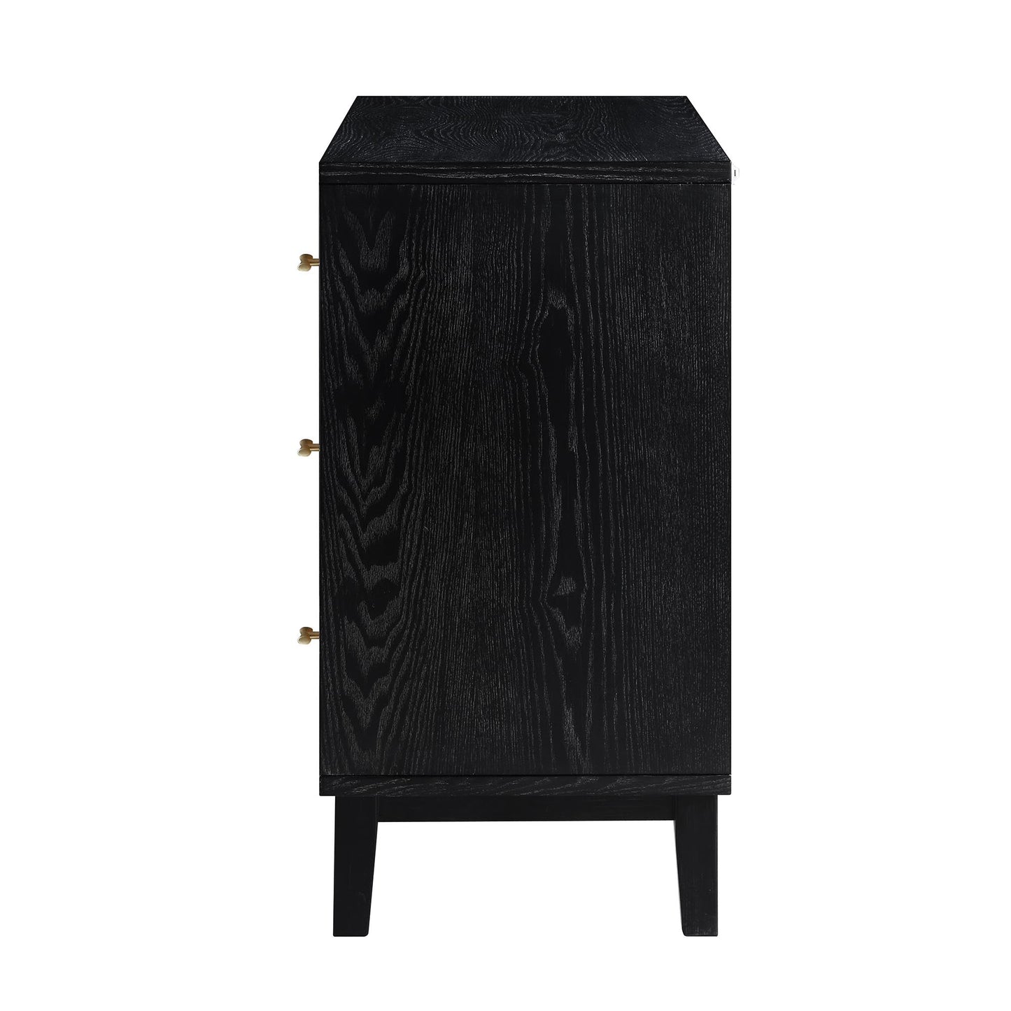 Commode 3 tiroirs sculptée Bianca Chip, bronze antique et noir