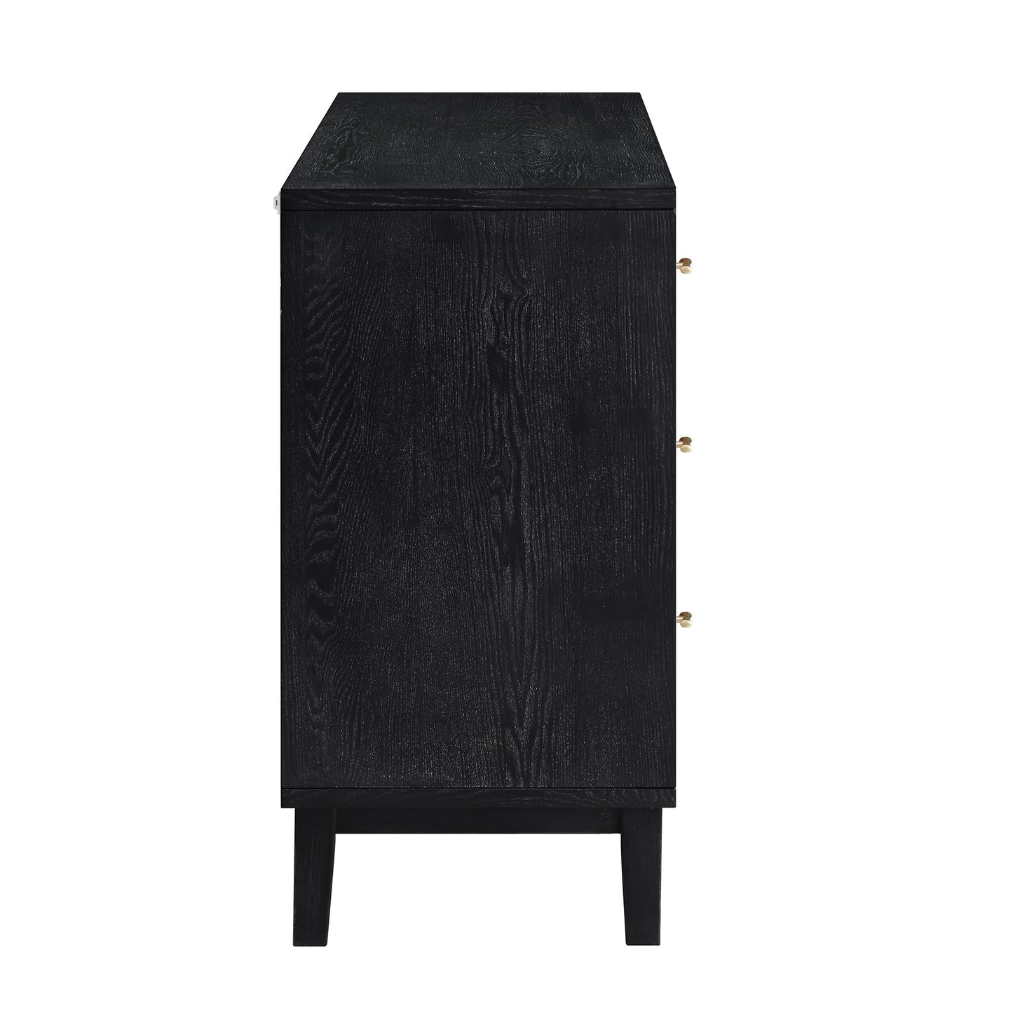 Commode 6 tiroirs sculptée Bianca Chip, bronze antique et noir