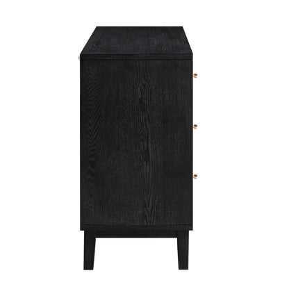 Commode 6 tiroirs sculptée Bianca Chip, bronze antique et noir