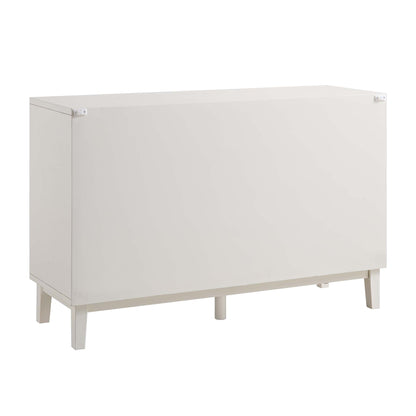 Commode 6 tiroirs sculptée Bianca Chip, beige sable et ivoire
