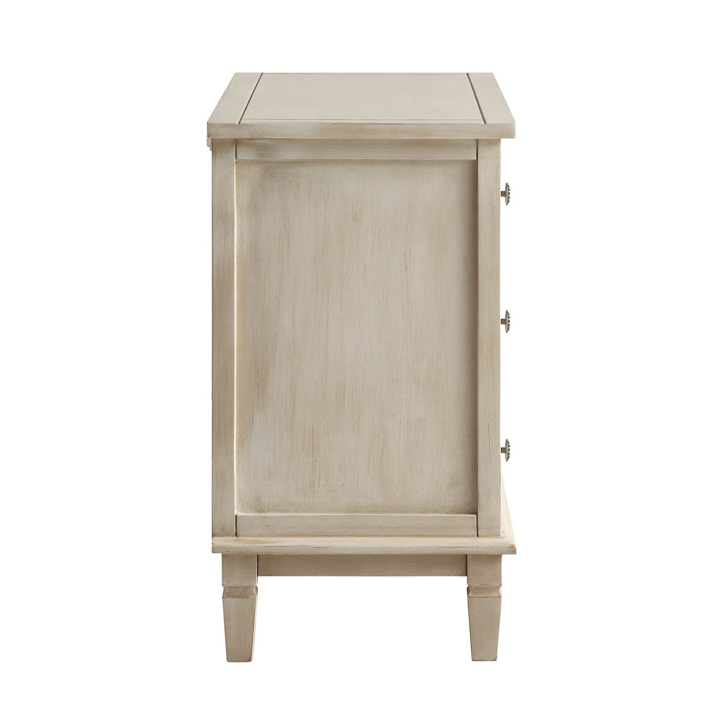 Commode 3 tiroirs sculptée blanchie à la chaux de Chantilly
