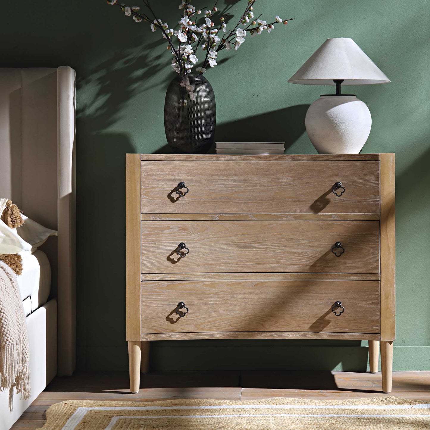 Commode concave 3 tiroirs Thalia, naturel