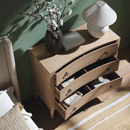Commode concave 3 tiroirs Thalia, naturel