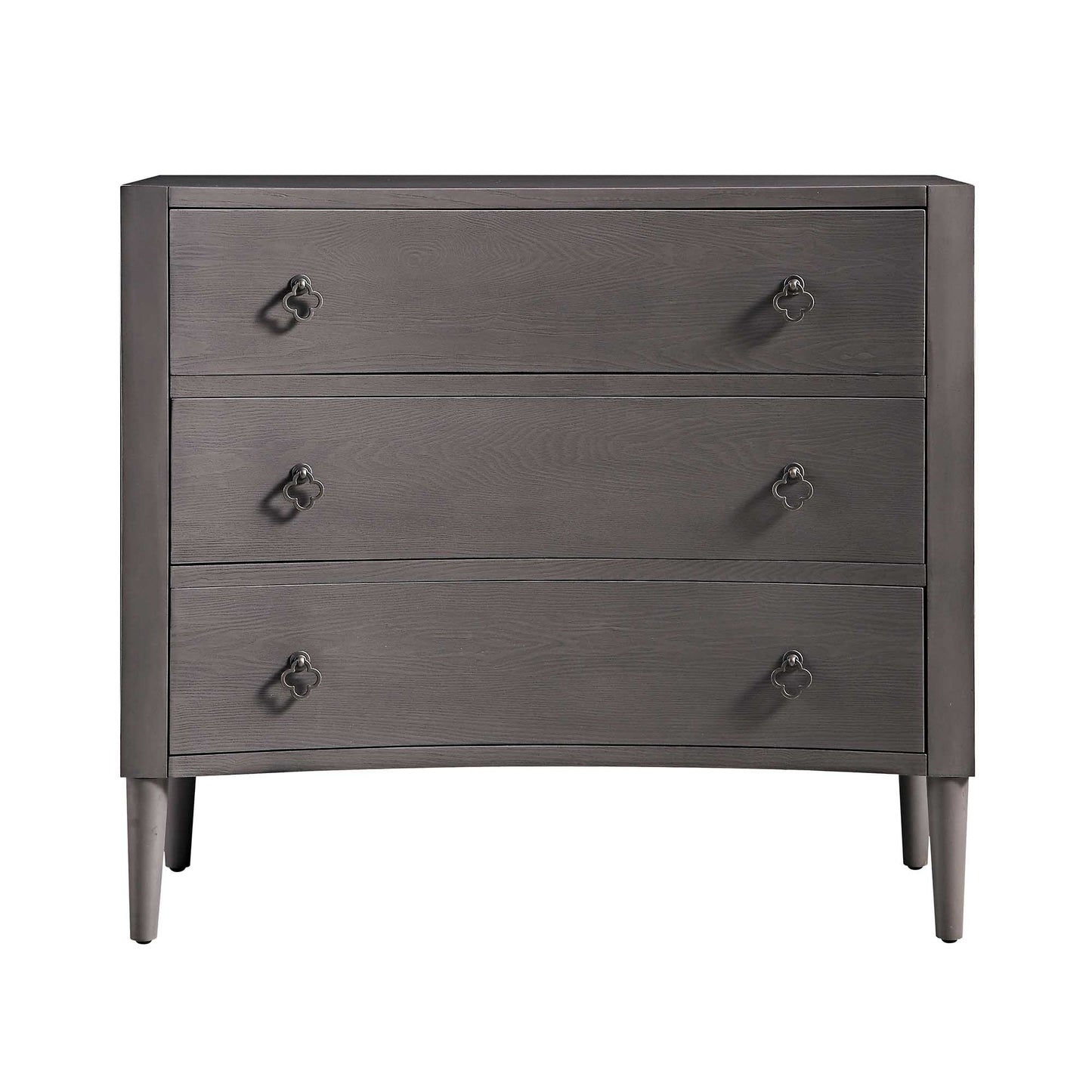 Commode concave Thalia à 3 tiroirs, chêne argenté