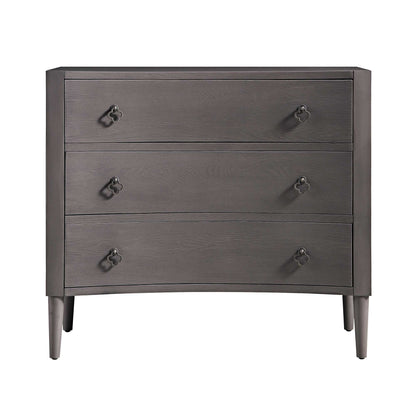 Commode concave Thalia à 3 tiroirs, chêne argenté