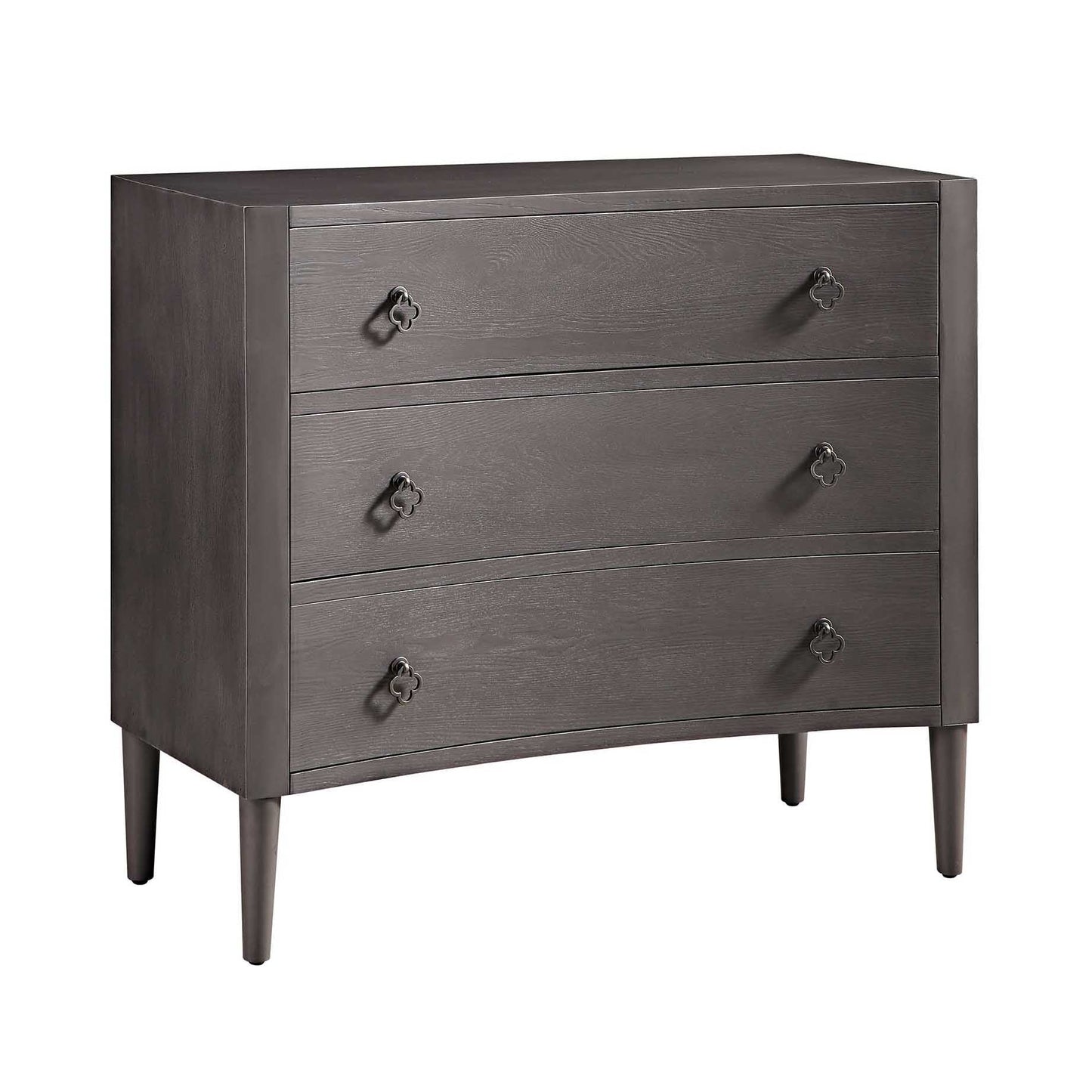 Commode concave Thalia à 3 tiroirs, chêne argenté