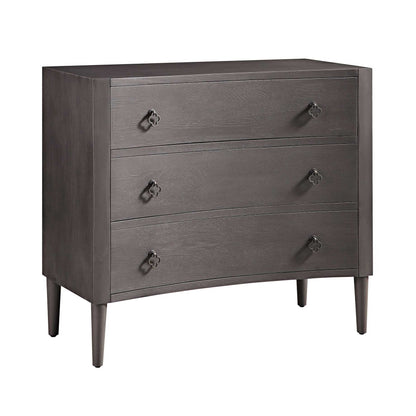 Commode concave Thalia à 3 tiroirs, chêne argenté