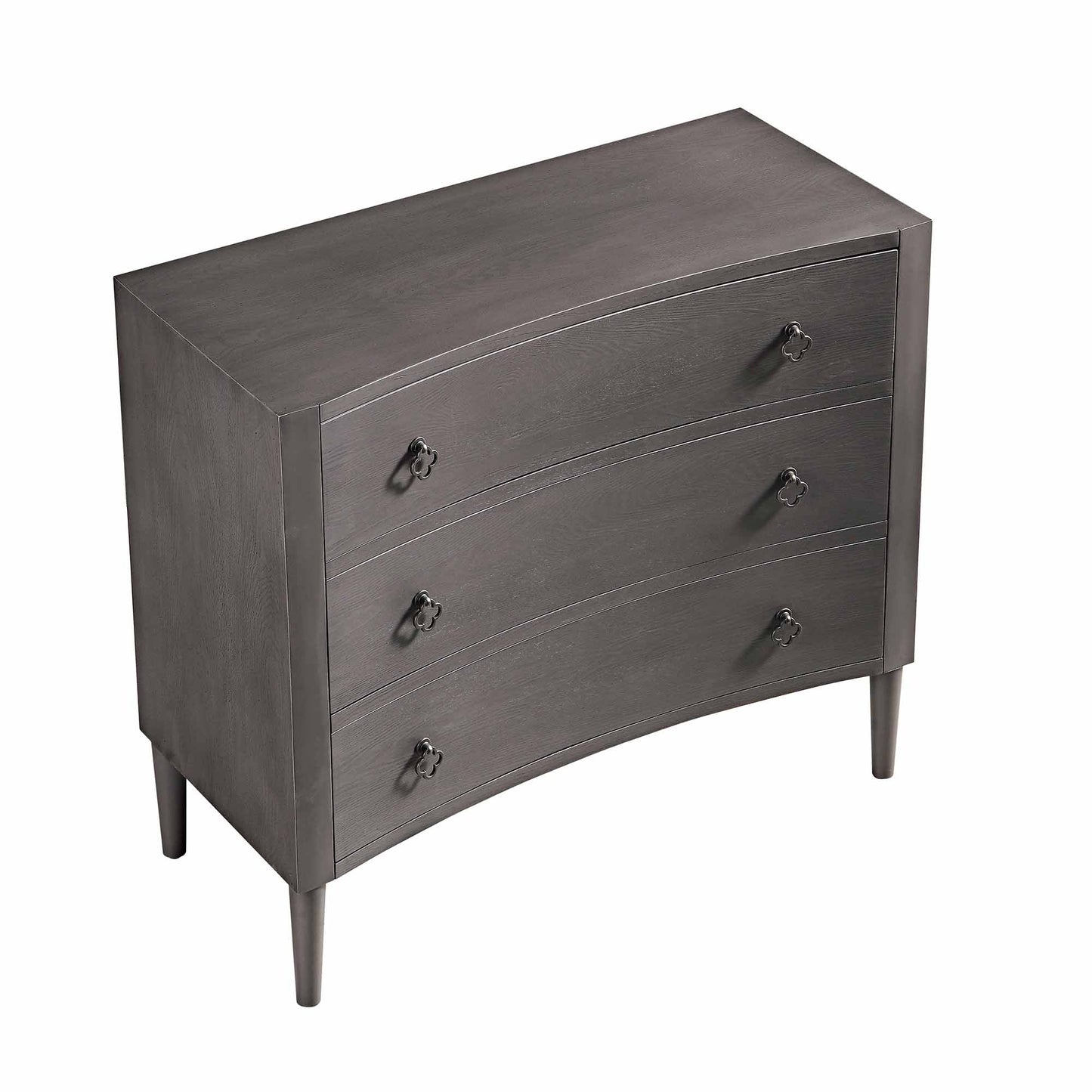 Commode concave Thalia à 3 tiroirs, chêne argenté