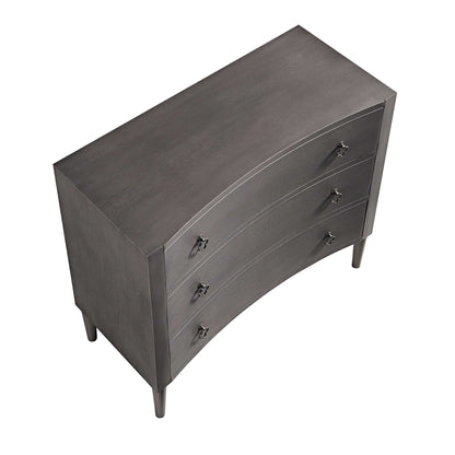 Commode concave Thalia à 3 tiroirs, chêne argenté