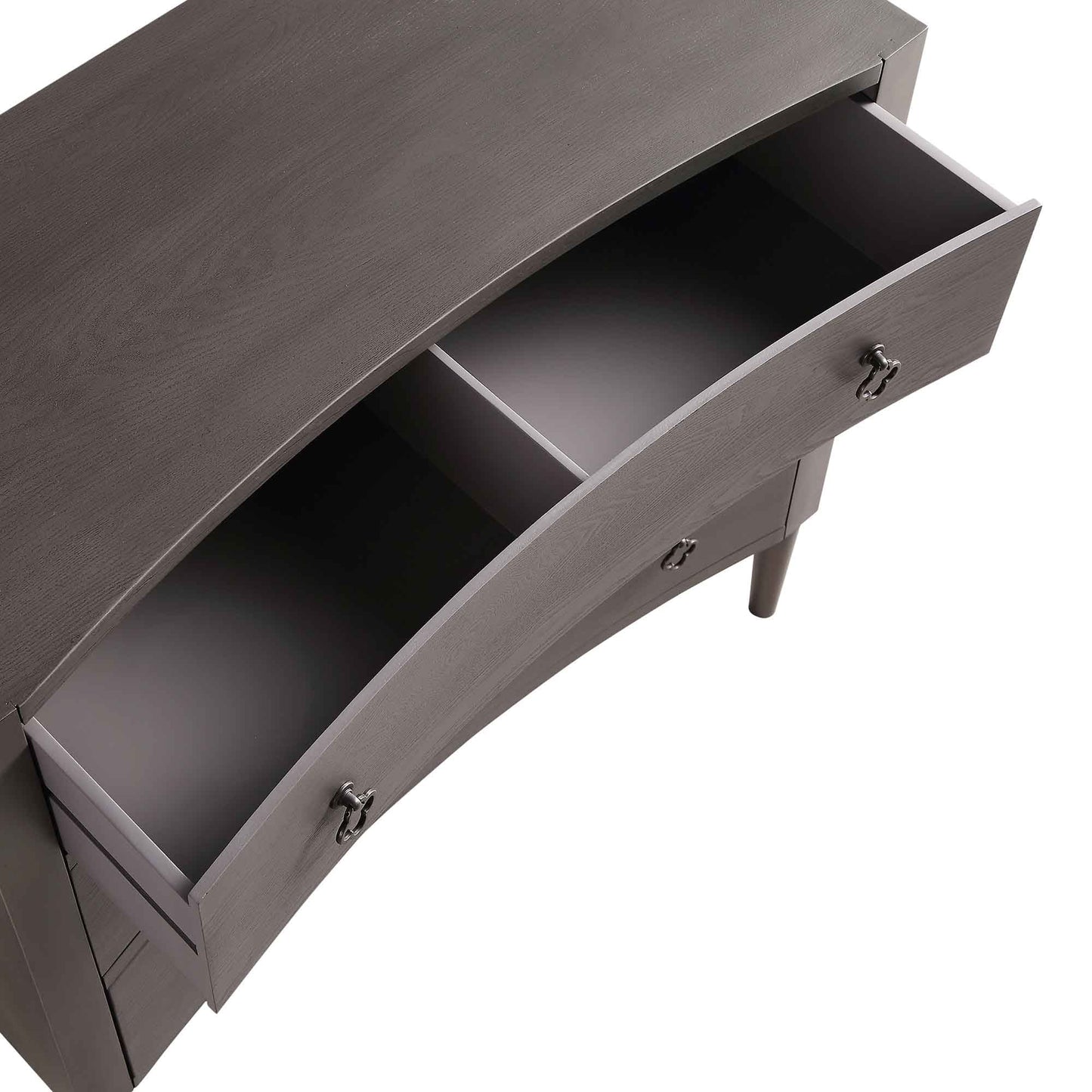 Commode concave Thalia à 3 tiroirs, chêne argenté