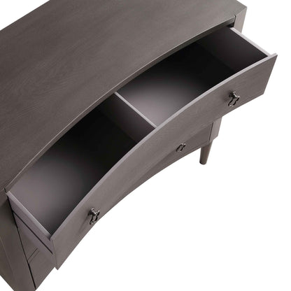 Commode concave Thalia à 3 tiroirs, chêne argenté