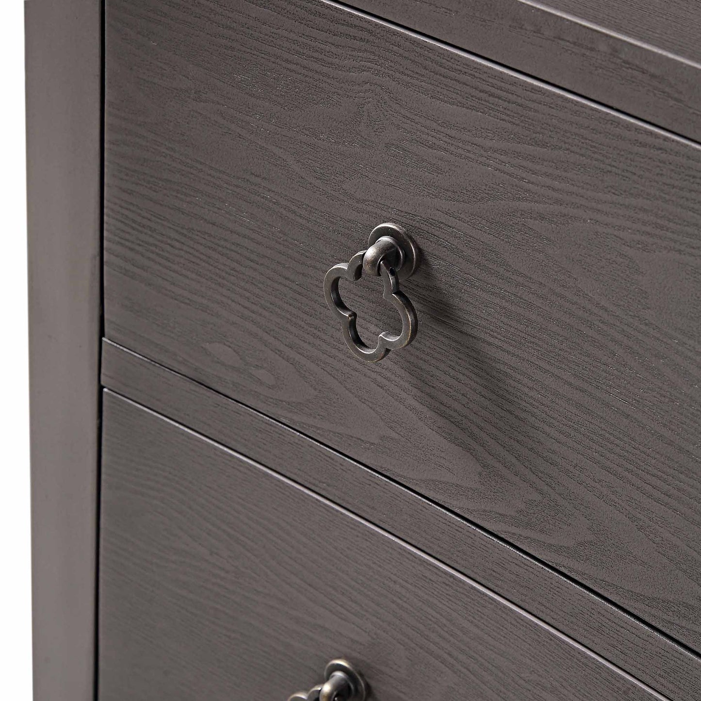 Commode concave Thalia à 3 tiroirs, chêne argenté