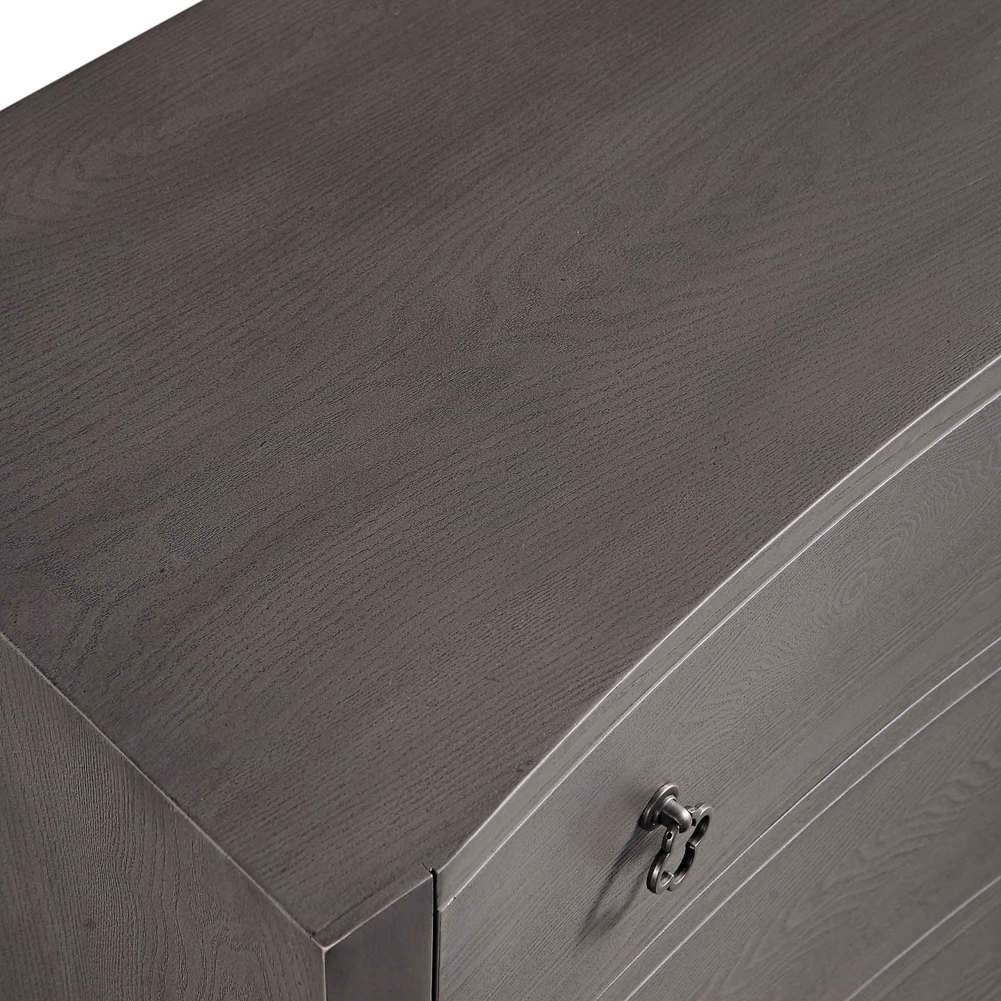 Commode concave Thalia à 3 tiroirs, chêne argenté