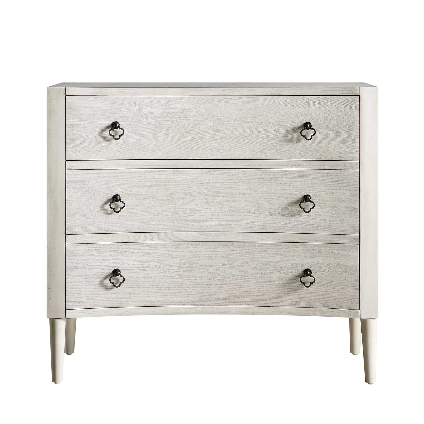 Commode concave Thalia à 3 tiroirs, blanc délavé