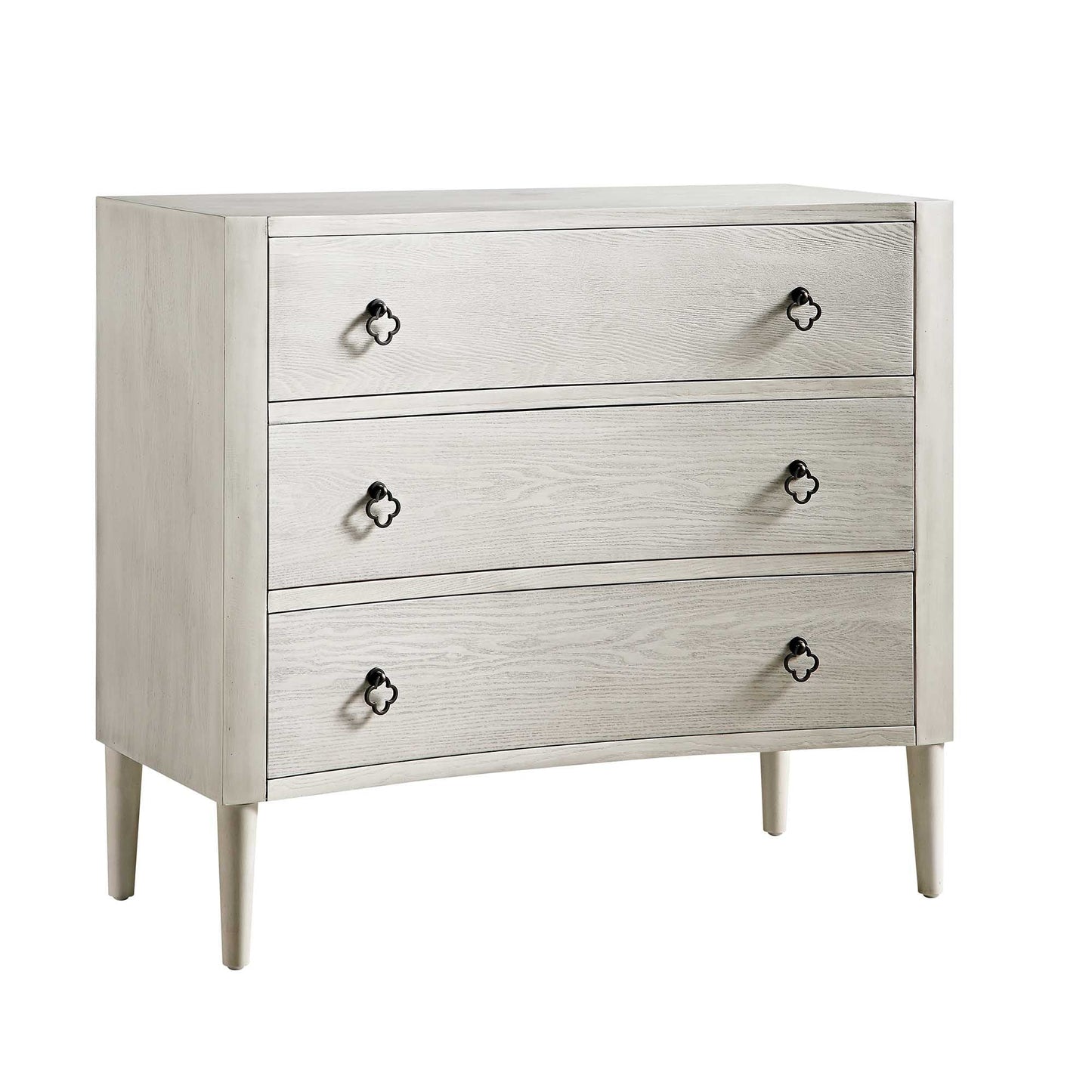 Commode concave Thalia à 3 tiroirs, blanc délavé