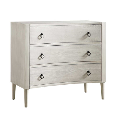 Commode concave Thalia à 3 tiroirs, blanc délavé