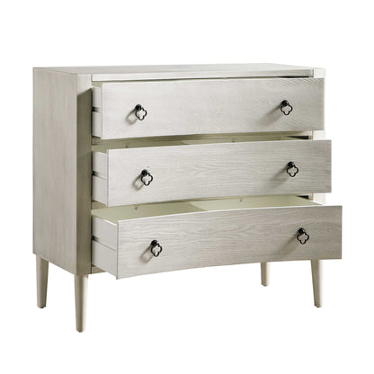 Commode concave Thalia à 3 tiroirs, blanc délavé