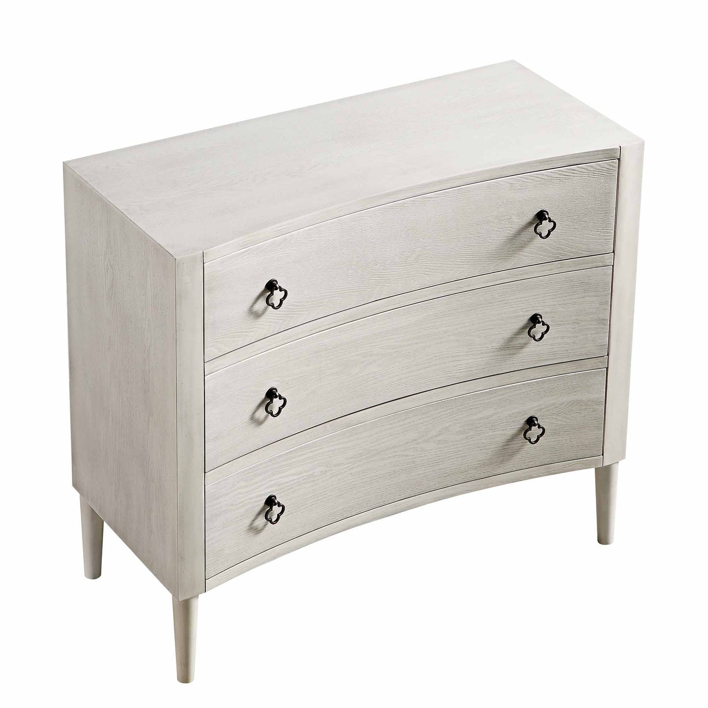 Commode concave Thalia à 3 tiroirs, blanc délavé
