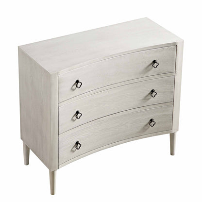 Commode concave Thalia à 3 tiroirs, blanc délavé