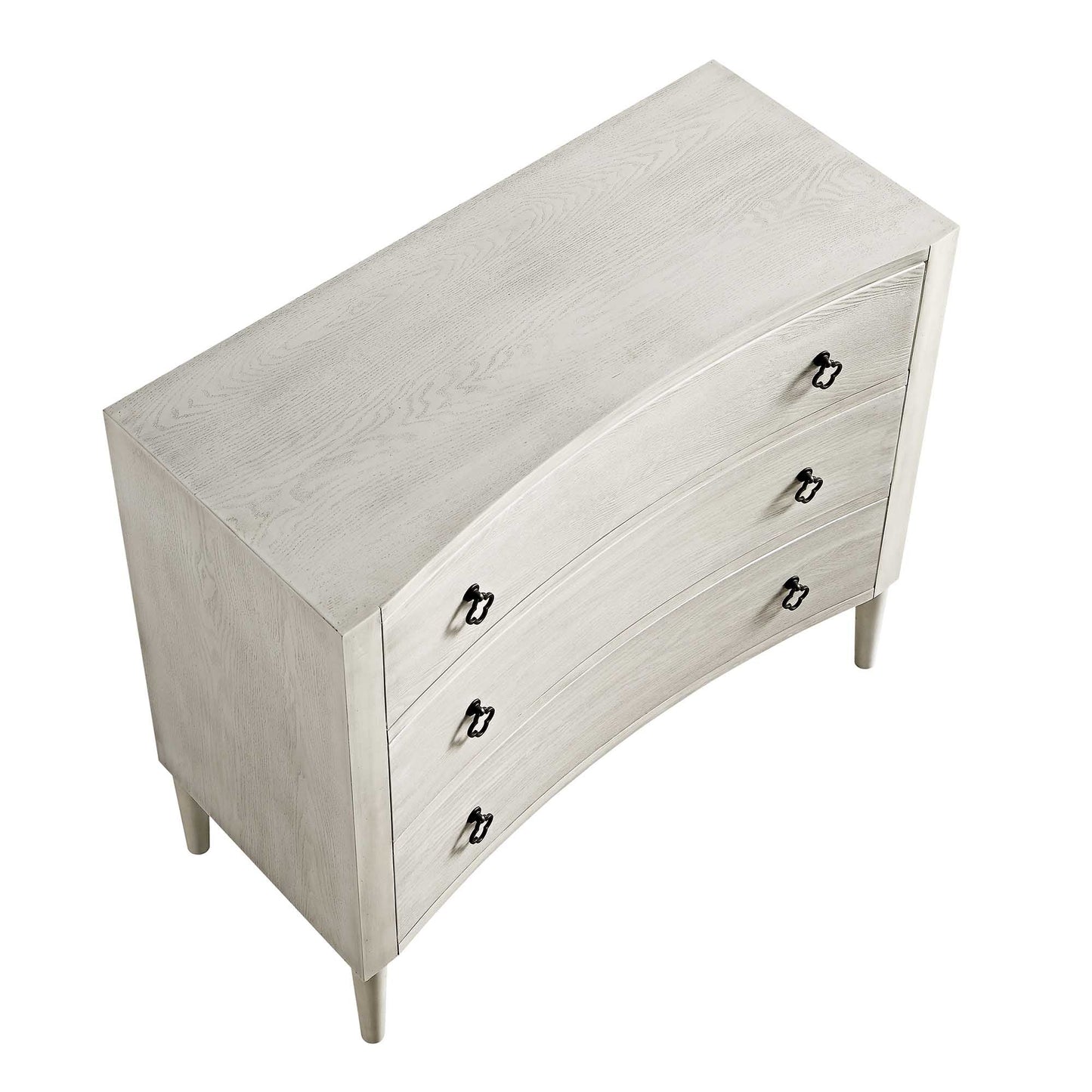 Commode concave Thalia à 3 tiroirs, blanc délavé