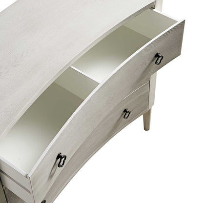 Commode concave Thalia à 3 tiroirs, blanc délavé