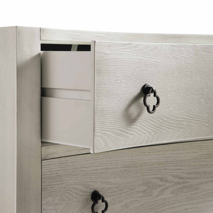 Commode concave Thalia à 3 tiroirs, blanc délavé