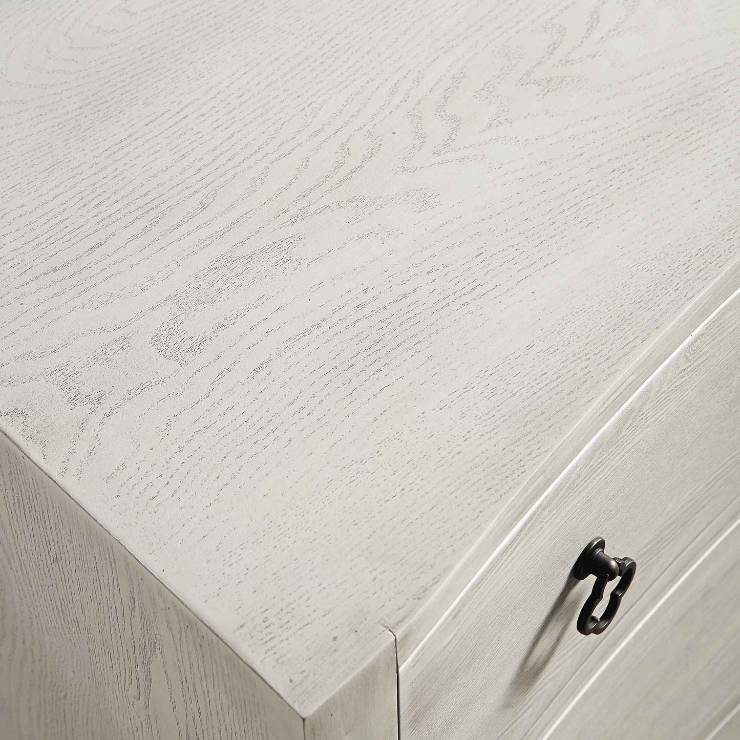 Commode concave Thalia à 3 tiroirs, blanc délavé