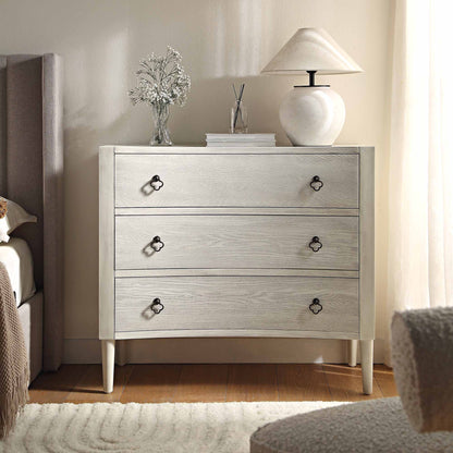 Commode concave Thalia à 3 tiroirs, blanc délavé