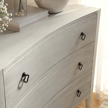 Commode concave Thalia à 3 tiroirs, blanc délavé