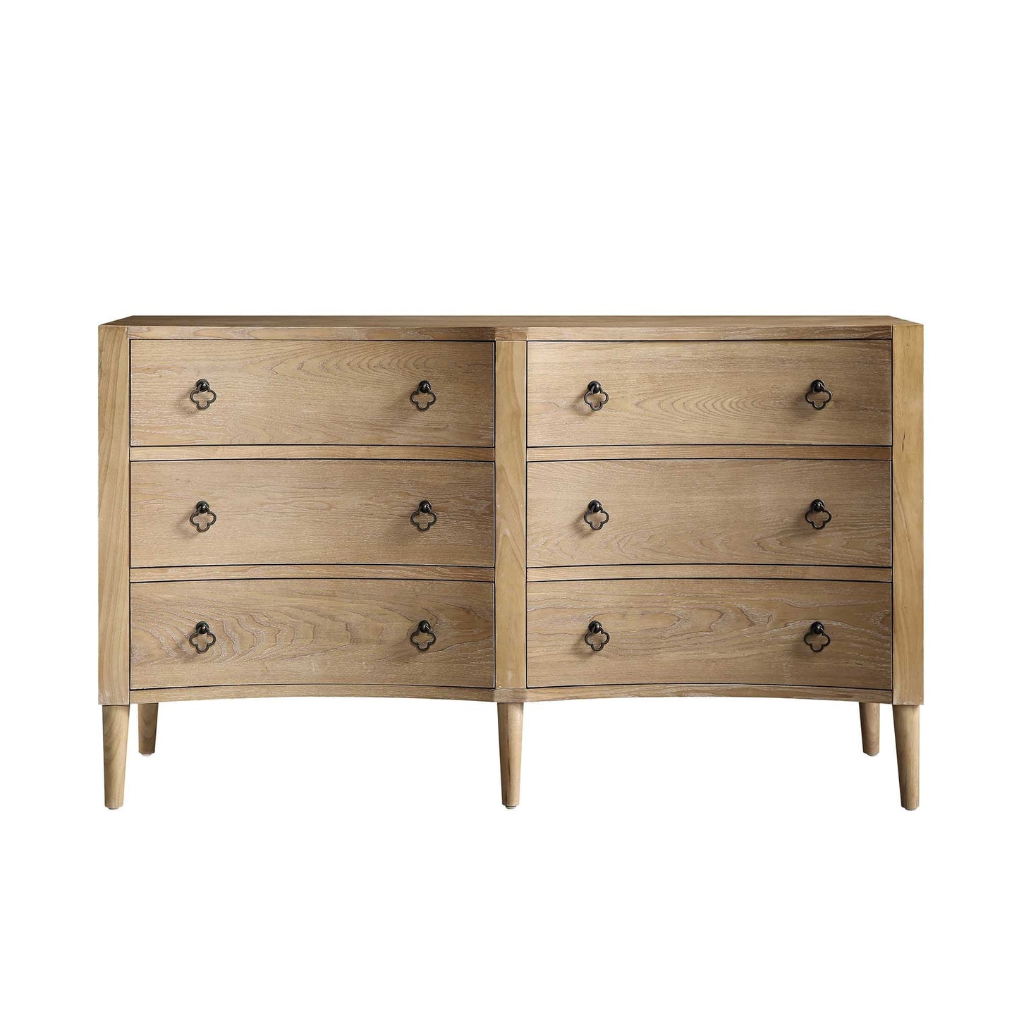 Commode double concave à six tiroirs Thalia, naturelle