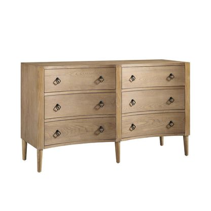 Commode double concave à six tiroirs Thalia, naturelle