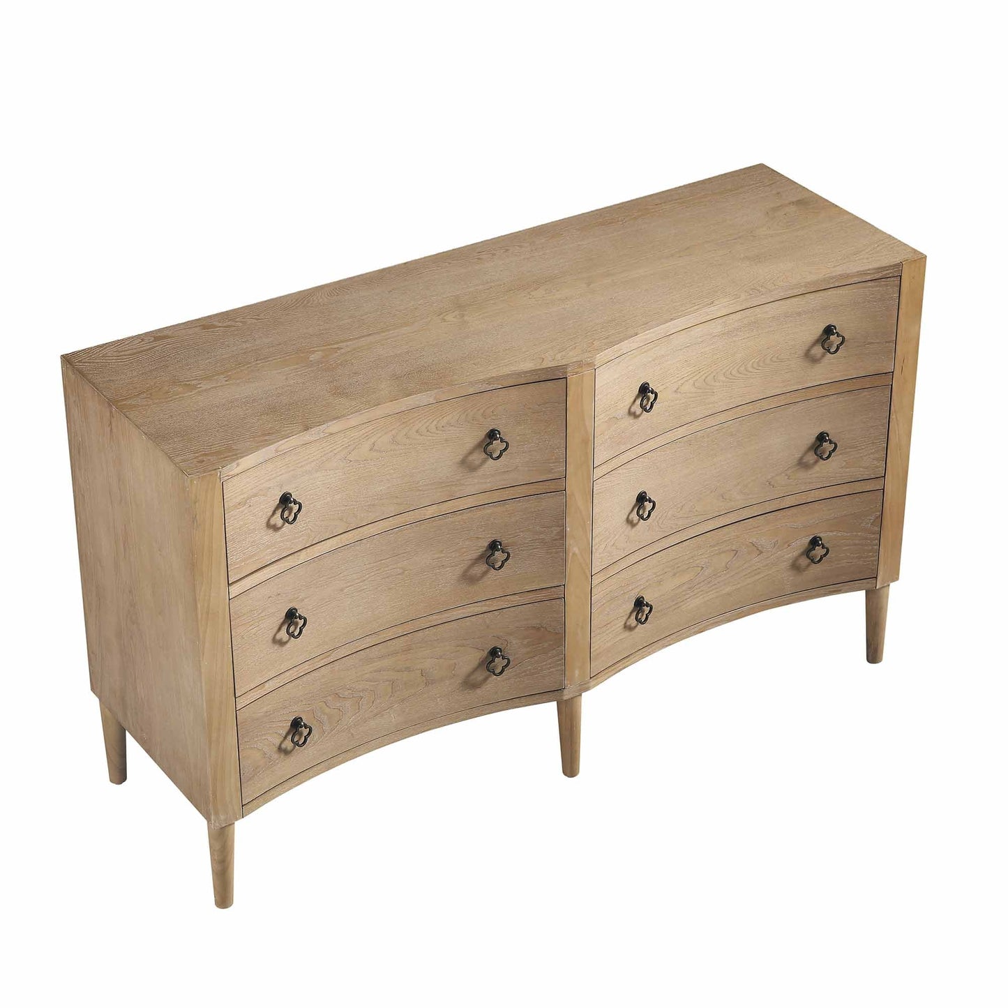 Commode double concave à six tiroirs Thalia, naturelle