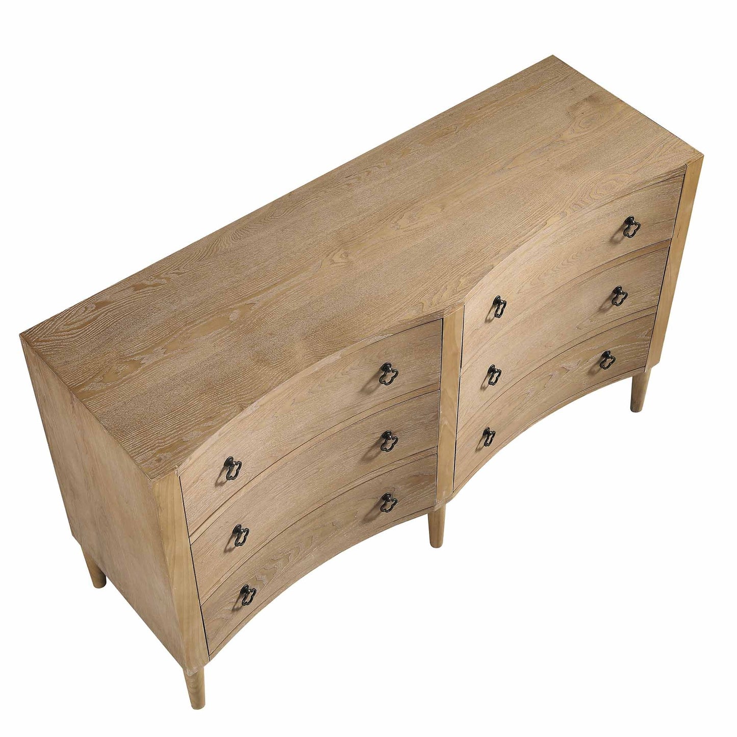 Commode double concave à six tiroirs Thalia, naturelle