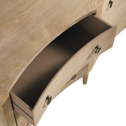 Commode double concave à six tiroirs Thalia, naturelle