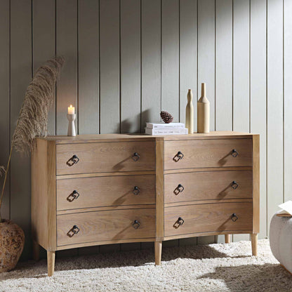 Commode double concave à six tiroirs Thalia, naturelle