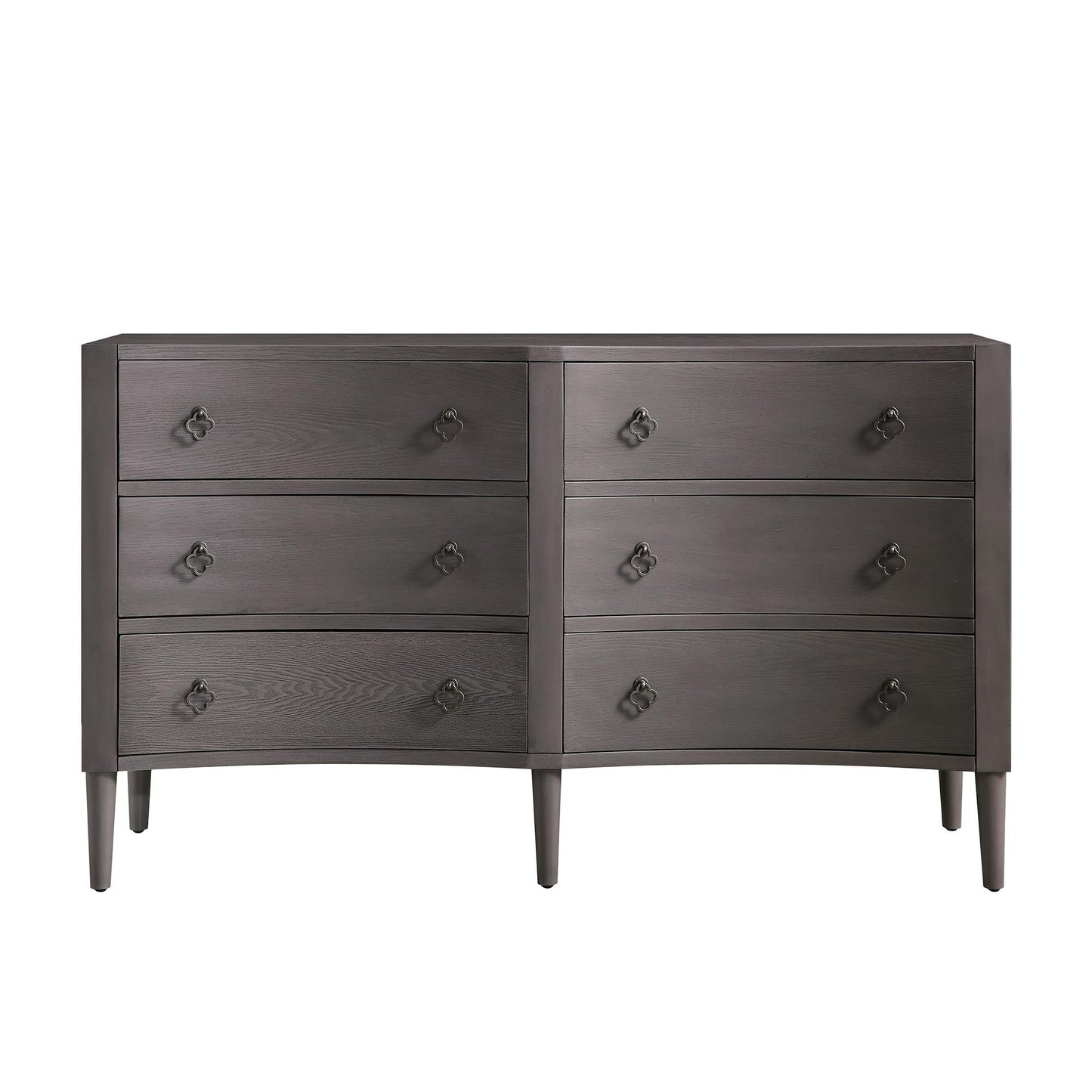 Commode double concave à six tiroirs Thalia, chêne argenté