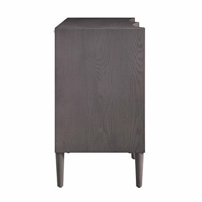 Commode double concave à six tiroirs Thalia, chêne argenté