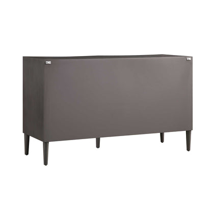 Commode double concave à six tiroirs Thalia, chêne argenté