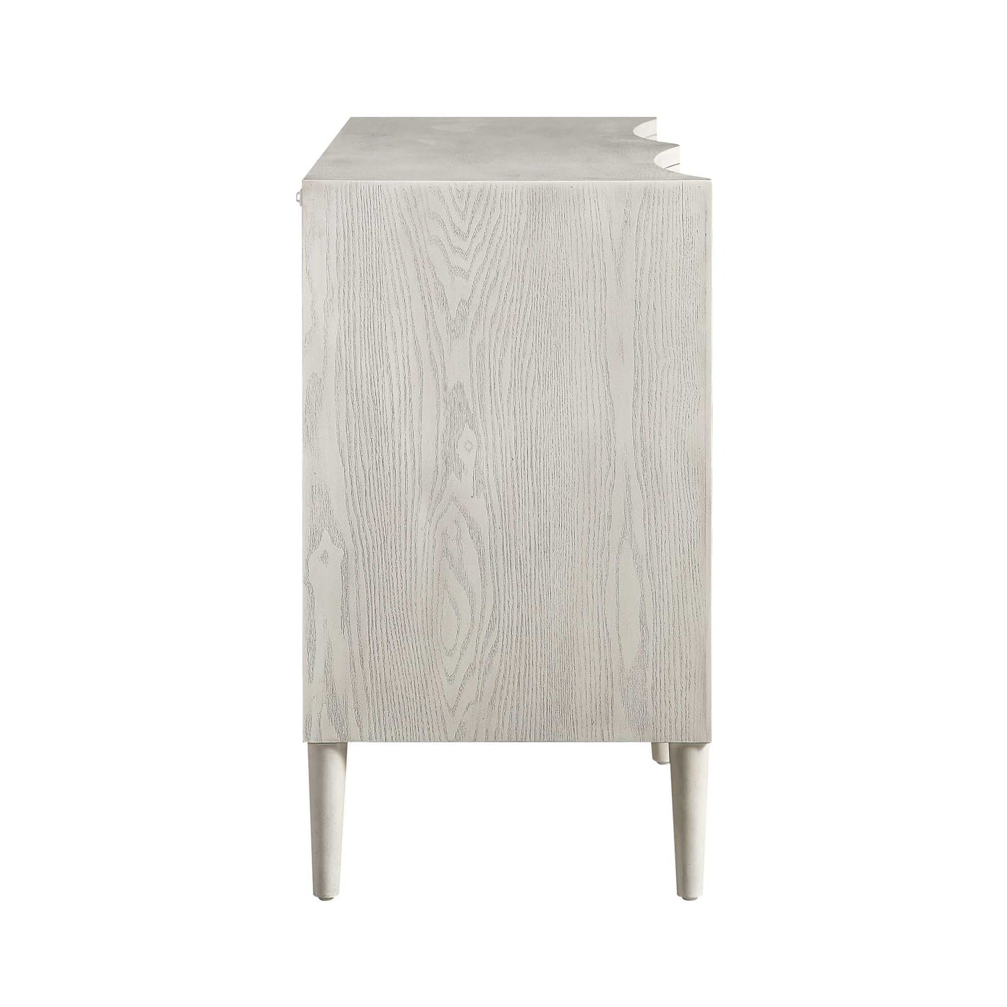 Commode double concave à six tiroirs Thalia, blanc délavé