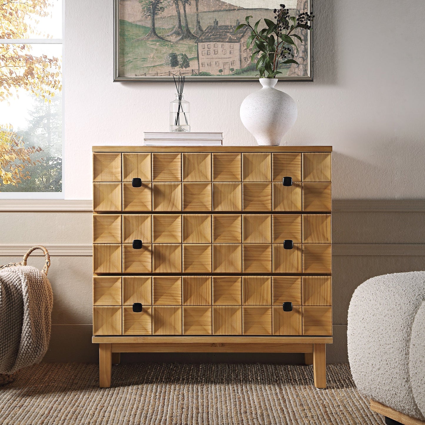 Commode 3 tiroirs Gibbs, naturel